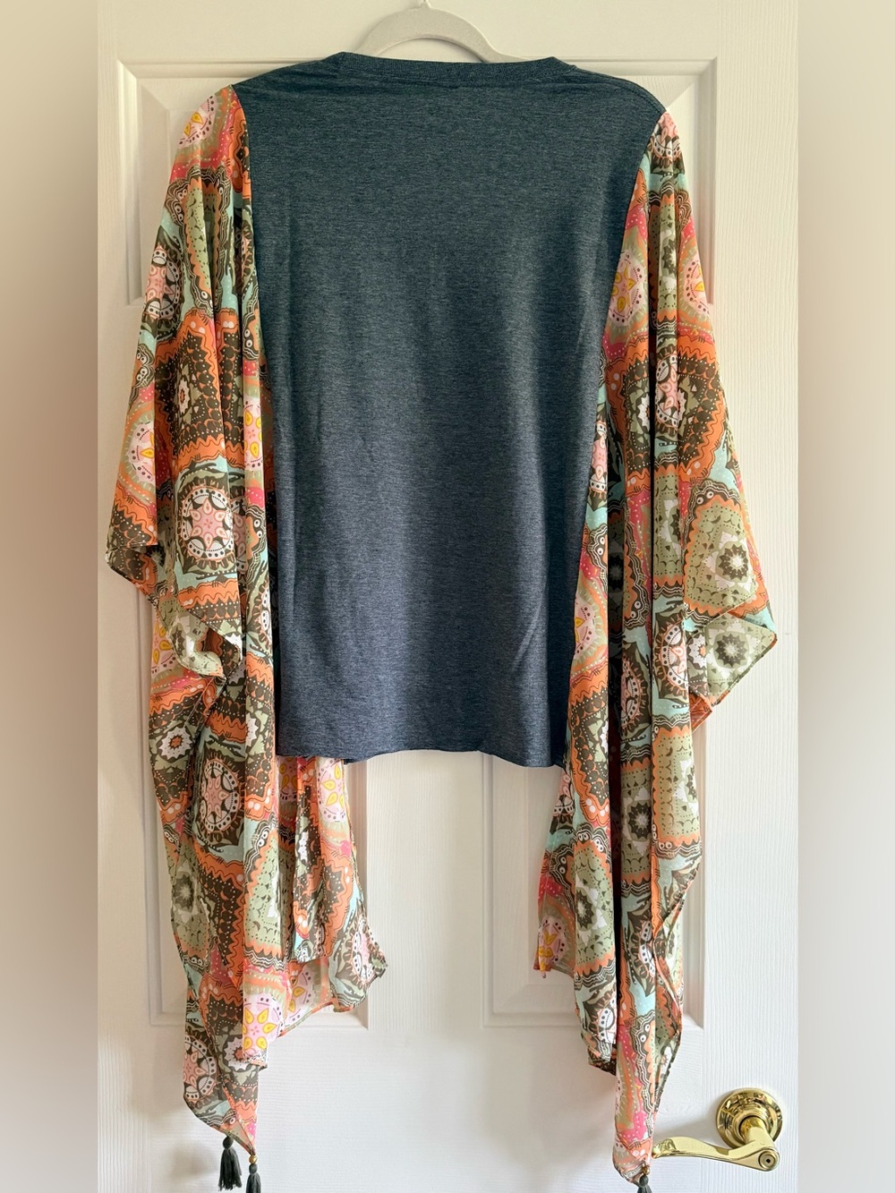 Custom Upcycled GRATEFUL DEAD Graphic Tee Patchwork Kimono Poncho Top OSFM OOAK - Picture 4 of 4